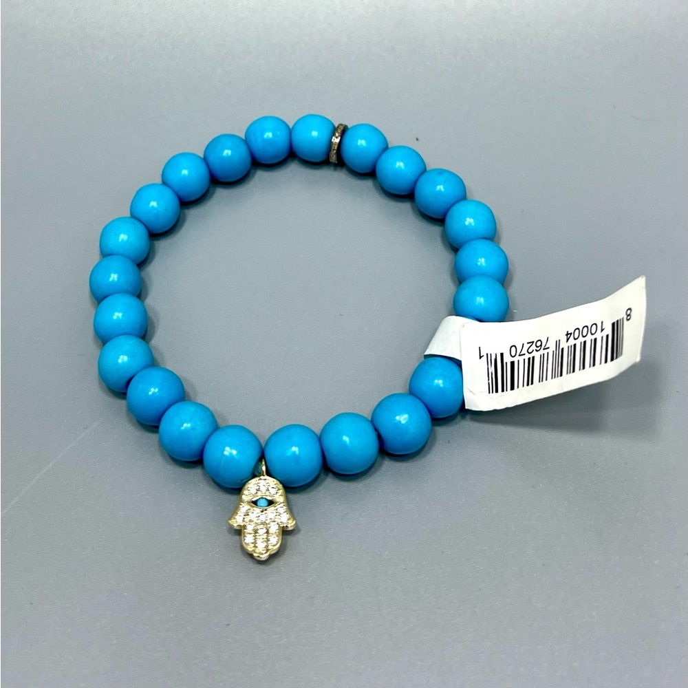 Turquoise Hamsa 🪬 Bead Bracelet . NWT